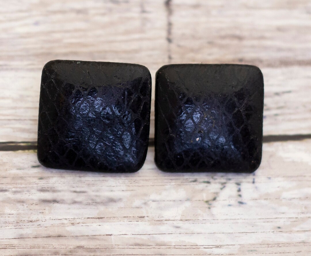 Vintage Gothic Black Square Stud Earrings CB8 Etsy