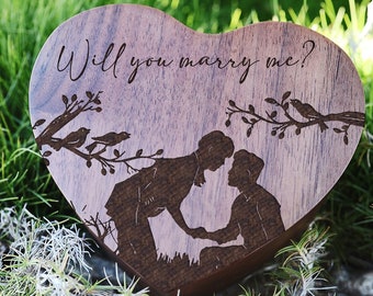 Wil je met mij trouwen? Voorstel ringdoos, Marry Me verlovingsringdoos, houtgegraveerde gepersonaliseerde ringdoos, Fall In Love-ringdoos, gegraveerd