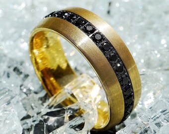 Black Diamond Wedding Band, Black Diamond Wedding Ring, Mens Diamond Engagement Ring, Natural Black Diamond Jewelry 925 Sterling Silver Ring
