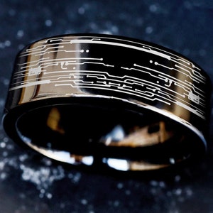 Circuit Board Ring, Circuit Board Wedding Band, Circuit Board Ring, PC Board Ring, Nerd Gift, Geek Jewelry, Engineer Ring, Gamer Ring