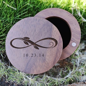 Infinity Symbol Wedding Gift, Forever Wedding Ring Box, Wedding Date Proposal Box, Floral Wreath Jewelry Box, Infinity Symbol Wood Gift