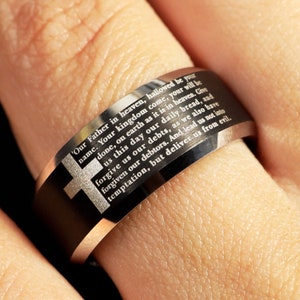 Religious Ring, Christian Cross Ring, Personalized Bible Verse, The Lords Prayer Ring, Religious Quote Wedding Band, Proverbs Ring