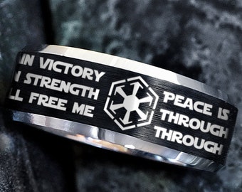 Star Wars Sith Code Wedding Band, Code of the Sith in Aurebesh, Star Wars Wedding Band, Sith Dark Side Gift, Star Wars Sith Engagement Ring