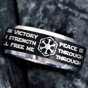 Star Wars Sith Code Wedding Band, Code of the Sith in Aurebesh, Star Wars Wedding Band, Sith Dark Side Gift, Star Wars Sith Engagement Ring