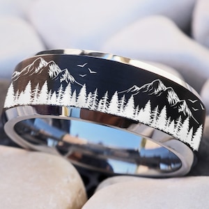 Anillo de bodas con paisaje natural, cordillera, anillo de bodas con árboles y bosques, anillo de bodas con bosques, anillo de naturaleza, anillo de bodas con bosques, anillo de montañas