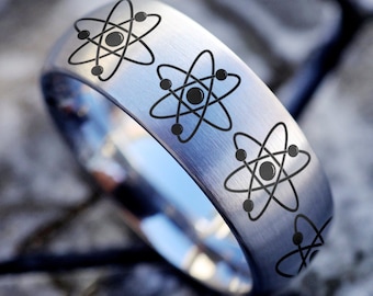 Atom-Ring, Mathematikerring, Programmierer Geschenk, Wissenschaft Schmuck, Atom Ehering, Pi-Ring, Programmierer Ehering, Mathe-Ring, Physik Ring