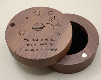 You Are MY Universe Wood Ring Box, Wedding Engraved Ring Box, Constellation Star Wedding Box, Galaxy Wedding Ring Box, Celestial Sun Gift