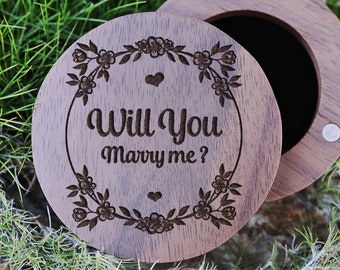 Wil je met mij trouwen? Voorstel ringdoos, Marry Me verlovingsringdoos, houtgegraveerde gepersonaliseerde ringdoos, Fall In Love-ringdoos, gegraveerd