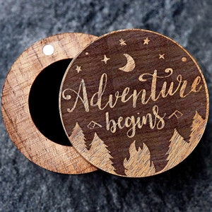 Wanderlust Ring Box, Adventure Begins Box, Mountain Ring Box, Nature Wedding Band Box, Nature Lover Proposal Box, Nature Wedding Ring Box