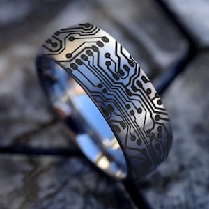 Platine Ring, Platine Ehering, Gamer Ring, Platine Ring, Nerd Geschenk, Geek Schmuck, Techniker Ring, Gamer Ring, Computer Geschenk