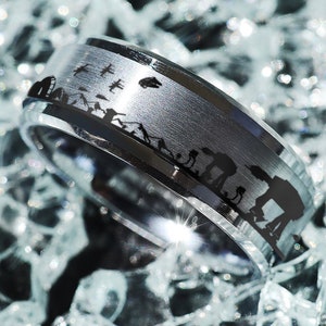 Star Wars Scene Wedding Band, Hoth Battle Scene Ring, Star Wars Fidget Spinner Ring, Spinning Ring, Silver Spinner Ring, Hoth Ring 8mm