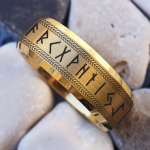 Viking Runes Wedding Band, Odin Nordic Ring, Viking Battle Ring, Runic Wedding Ring, Runes Jewelry, Norse Mythology Ring, Elder Futhark Ring