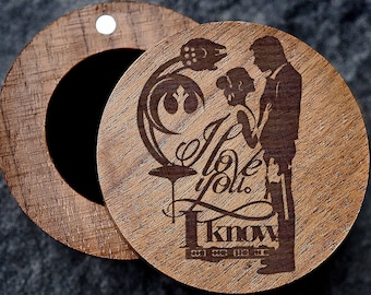 Princess Leia Han Solo Wedding Ring Box, Star Wars Proposal Box, Star Wars Wood Engraved Box, Jedi Order Jewelry Box, Rebel Alliance Box