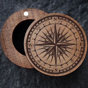 Sailor Compass Ring Box, Nautical Compass Jewelry Box, Sailor Wedding Ring Box, Compass Star Engagement Ring Box, Compass Engraved Ring Box