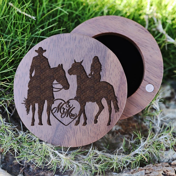 Western Cowboy Love Ring Box, Cowboy Cowgirl Trinket Tray, Horse Rancher Jewelry, Cowboy Boots and Hat Ring Holder, Horseman Wedding Box,