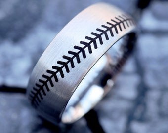 Baseball Stitch Ring, Baseball Wedding Ring, Baseball Wedding Band, Baseball Engagement Ring, Baseball Stitch Ring, Baseball Gift for Men