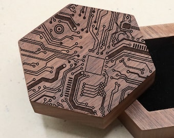 Circuit Board Ring Box, Circuit Jewelry Box, Engineer Ring Box, PC Board Wedding Ring Box, Nerdy Gift Box, Geek Jewelry Box, Science Gift