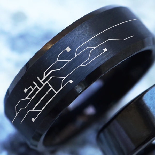 Geek Wedding Ring, Circuit board ring, Programmer gift, Computer Nerd Jewelry, Cyberpunk wedding ring, Pi Ring, Programmer Wedding Ring,