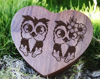 Trouwringdoos uil, trouwringdoos uil, uil sieradendoos, uil geschenkdoos, uil voorsteldoos, uil vogel ringdoos, uil houten gepersonaliseerde doos