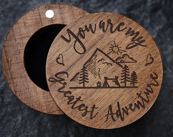 You Are My Greatest Adventure Mountain Wedding Ring Box, Adventure Wood Ring Box, Travel Jewelry Box, Hiker Ring Box, Hiking Gift, Hiker