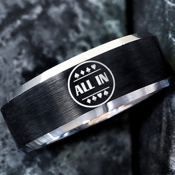 Poker Wedding Ring, Poker Wedding Band, Poker Ring, Poker Gift, Blackjack Ring, Blackjack Gift, Mens Poker Ring, Men's Spinner Ring, Poker