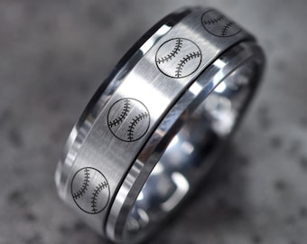 Baseball Wedding Band, Baseball Ring, Baseball Wedding Ring, Baseball Engagement Ring, Baseball Design Ring, Baseball Gift for Men, MLB Ring