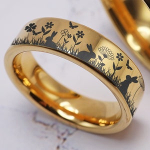 Bunny Wedding Band Ring, Rabbit Ring, Furry friend jewelry, Bunny Ring, Hare Ring, Hare Wedding Ring, Easter Bunny Jewelry, Cute Bunny Ring