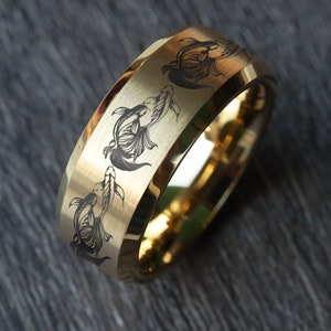Koi Carp Fish Ring For Women, Men Band Ring, Japanese Unisex Wedding - Engagement Jewelry, Anniversary Gift for Him - Her