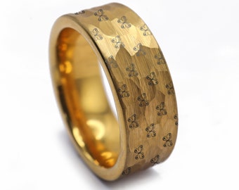 Anello nuziale in filigrana a forma di falena, anello nuziale a forma di farfalla, gioielli con fiori selvatici a forma di libellula, anello di fidanzamento a forma di farfalla, anello fatto a mano con lucciola - 8 mm