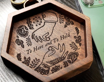Bandeja para anillos de boda, bandeja para joyas para propuestas, bandeja para anillos de matrimonio, bandeja para joyas para ceremonias de boda, regalo para el día de la boda, regalo de boda