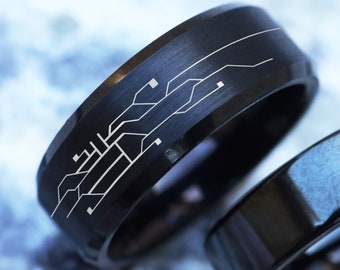 Geek Wedding Ring, Circuit board ring, Programmer gift, Computer Nerd Jewelry, Cyberpunk wedding ring, Pi Ring, Programmer Wedding Ring,