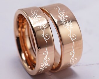Moon Filigree Wedding Ring Set, Crescent Moon Matching Rings,  Moon Star Jewelry, Moon Phases Wedding Rings, Sun Moon Promise Rings