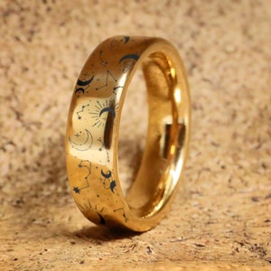 Crescent Moon Ring, Constellation Wedding Ring, Astrology Wedding Band, Twinkle Star Engagement Ring, Mythical Ring, Stars Night Sky Ring