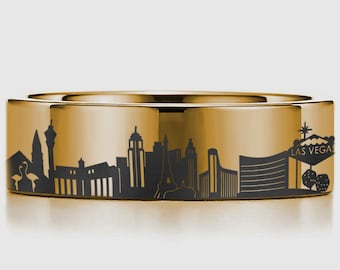 Anillo de Las Vegas, Nevada, anillo de ciudad personalizado, anillo de horizonte, anillo de paisaje urbano, anillo de viaje, anillo de la amistad, regalos de Navidad para el mejor amigo