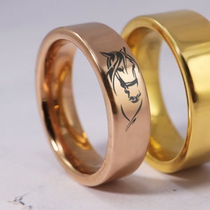 Horse Riding Wedding Band, Horse Wedding Ring, Lucky Horseshoe Ring, Horse Lover Gift, Horse Animal Ring, Horse Ring, Equestrian Ring 6mm