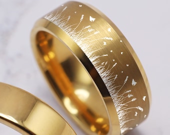 Anello nuziale in filigrana a forma di falena, anello nuziale a forma di farfalla, gioielli con fiori selvatici a forma di libellula, anello di fidanzamento a forma di farfalla, anello fatto a mano con lucciola - 8 mm