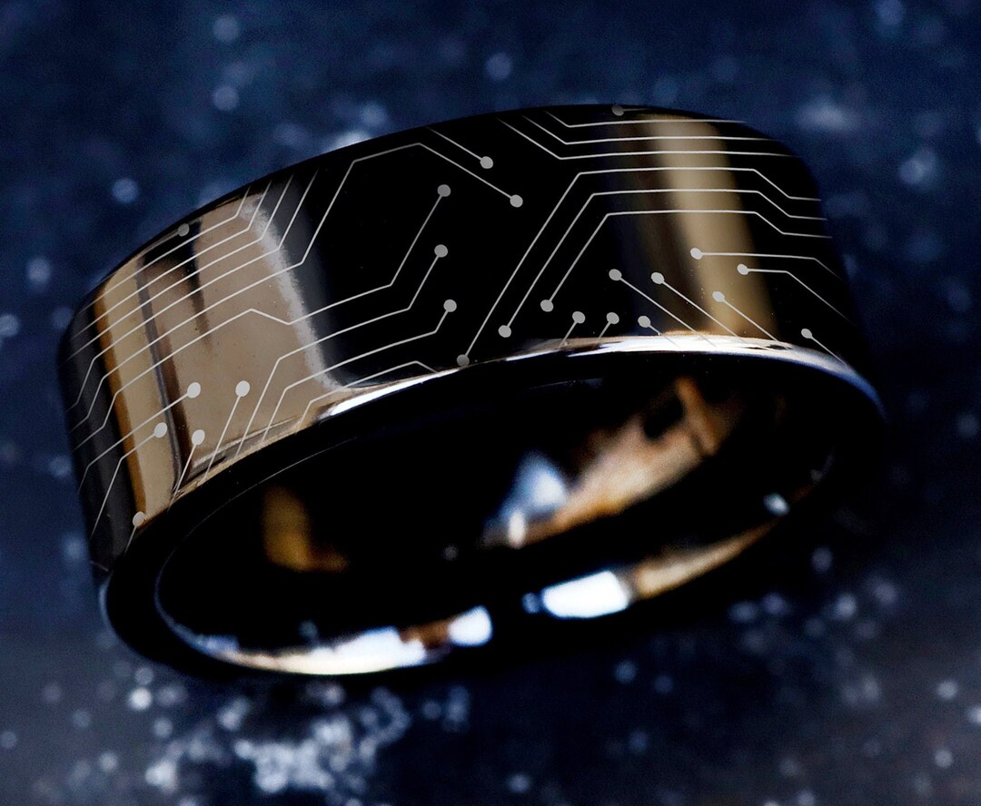 Minimal Circuit Board Ring, Circuit Board Wedding Band, Circuit Board