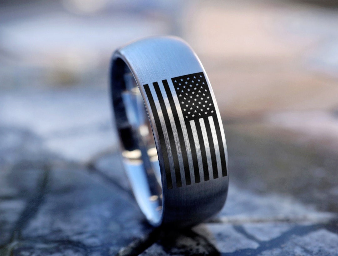 American Flag Wedding Band American Flag Ring USA Ring Etsy