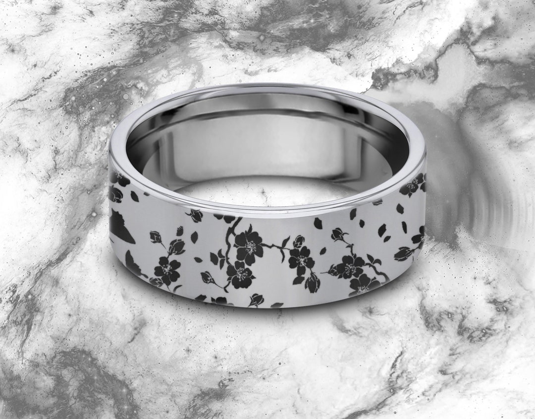 Ring Flower Pattern Flower Petals Wedding Band, Floral Nature Ring, Roses Wedding Ring ...
