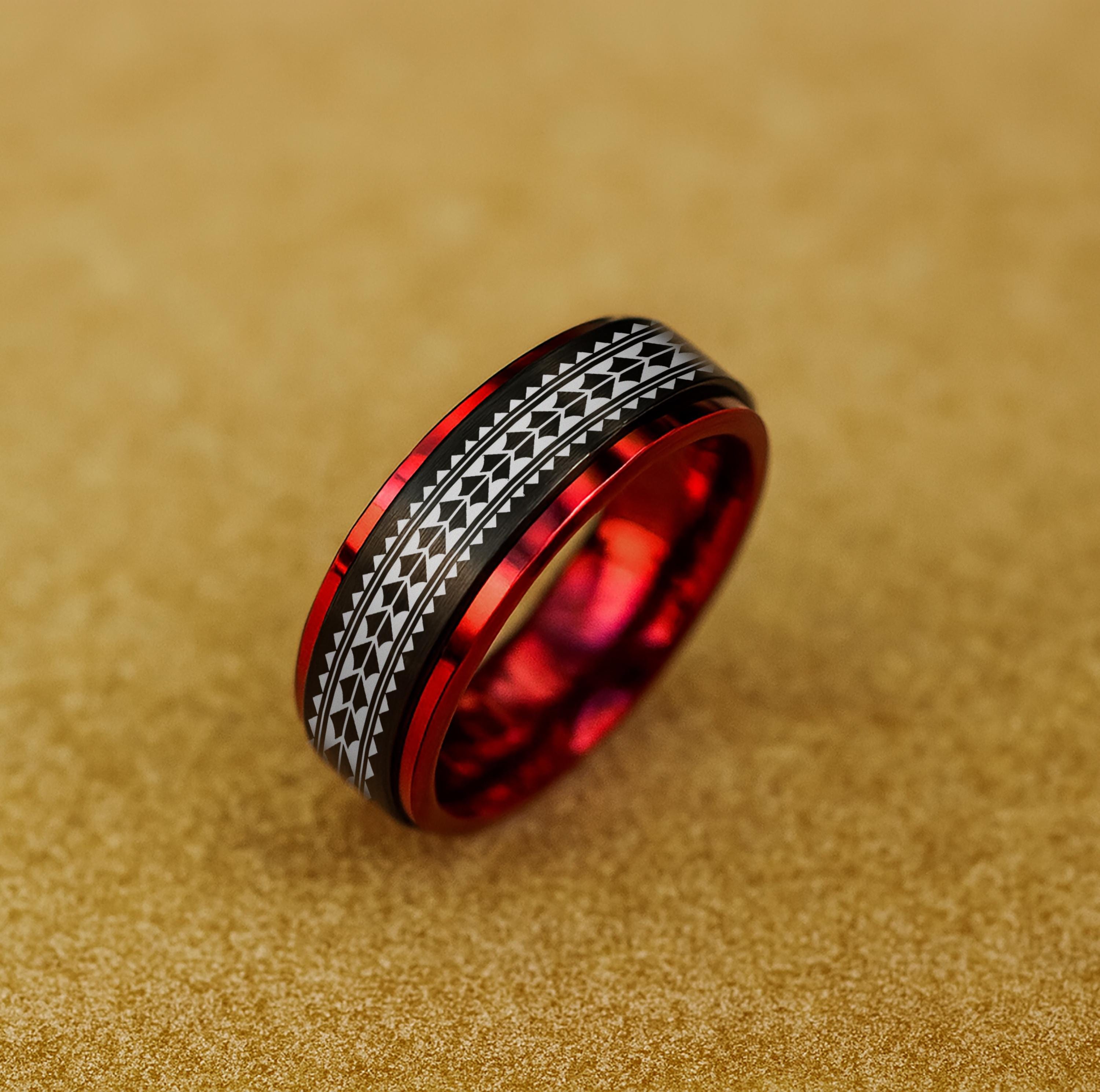 Maori Pattern Spinner Wedding Band, Tribal Polynesian Fidget Spinner ...