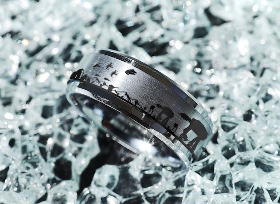 Star Wars Scene Wedding Band, Hoth Battle Scene Ring, Star Wars Fidget Spinner Ring, Spinning Ring, Silver Spinner Ring, Hoth Ring 8mm