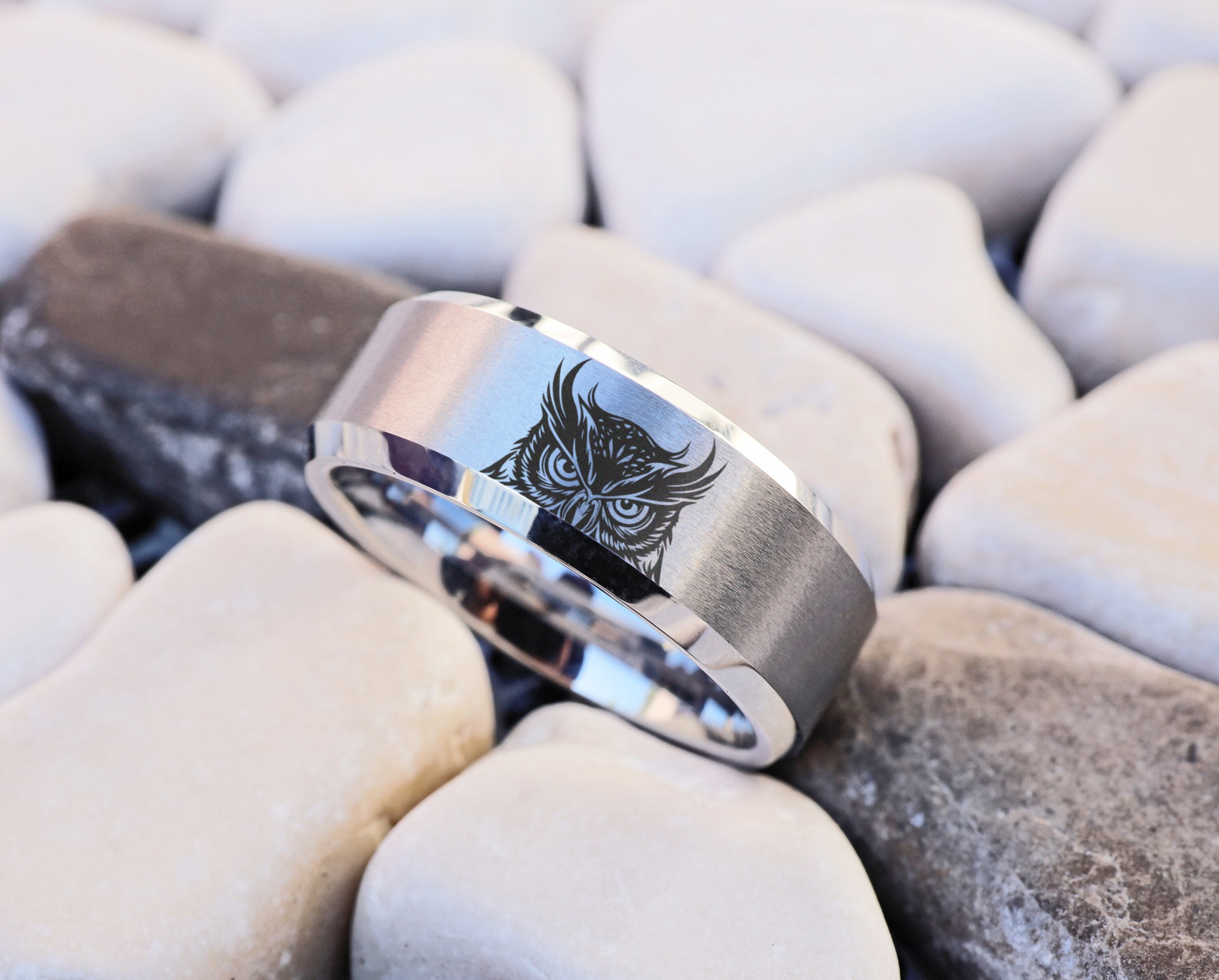 Owl Wedding Ring For Women, Men Band Ring, Flying Owl Bird Unisex Wedding - Engagement Jewelry, Anni