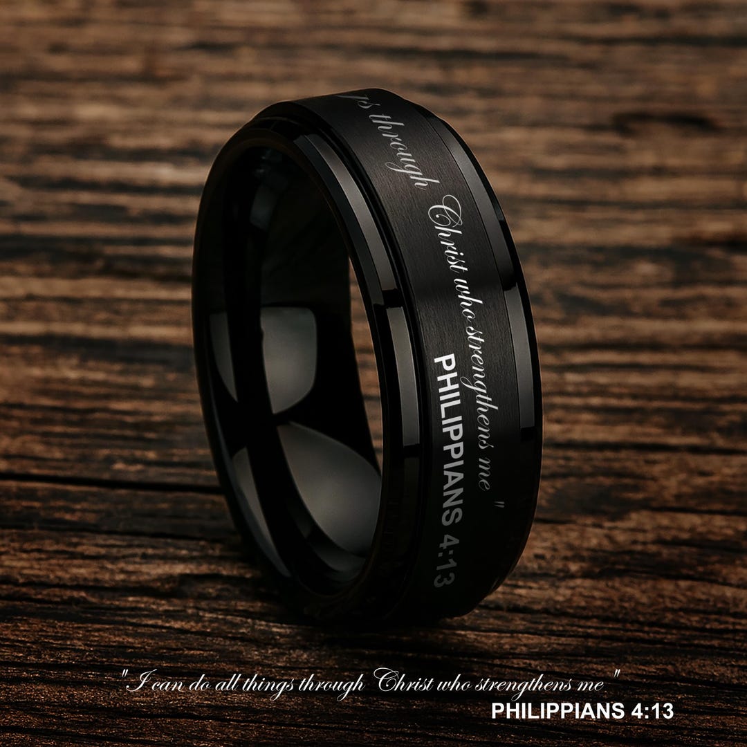 Bible Verse Spinner Ring, Philippians 4:13 Engagement Ring, Bible Verse ...