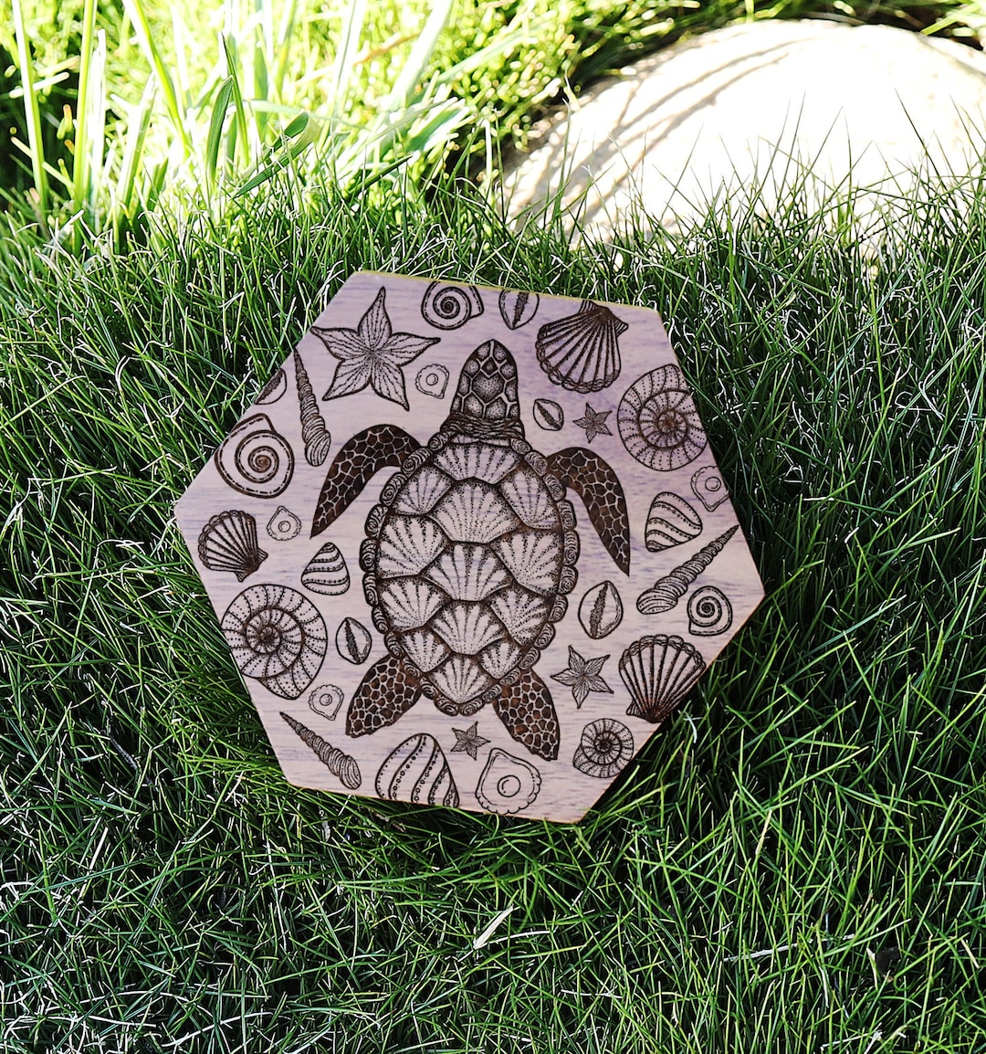 Sea Turtle Wedding Ring Box, Seashell Engraved Ring Box, Ocean Lover