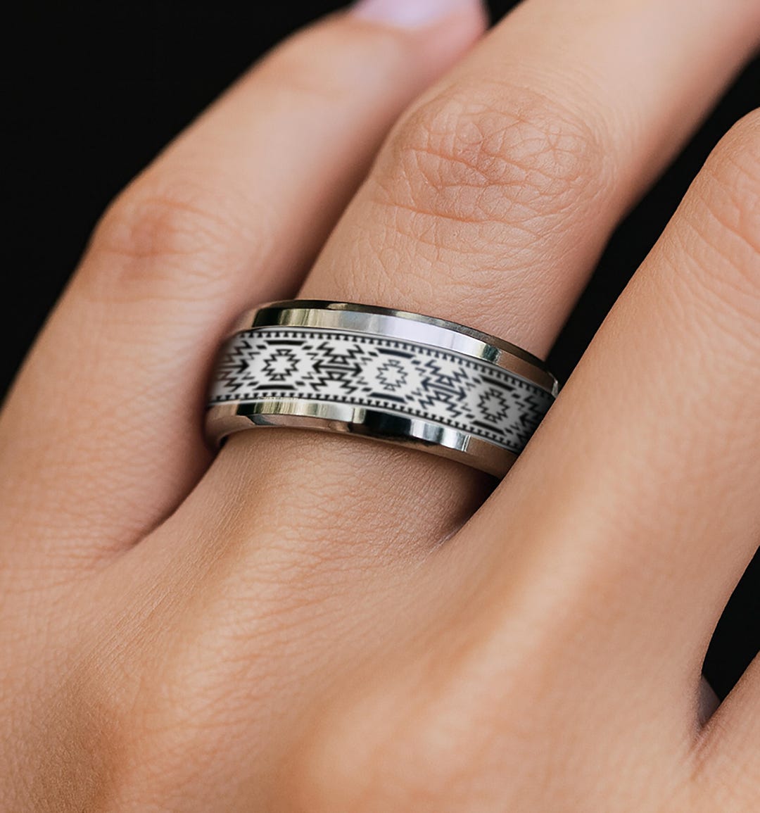 American Indian Spinner Ring, Native American Pattern Ring, Native ...