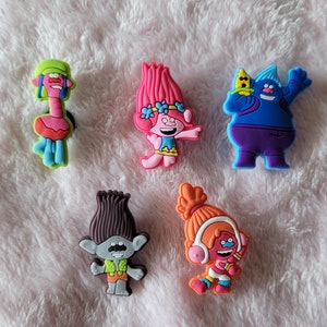 Croc Charm Pin Badge Cute Charms - Trolls Movie Singing Animation Colourful - Kids Rubber Custom SportsModeCharms