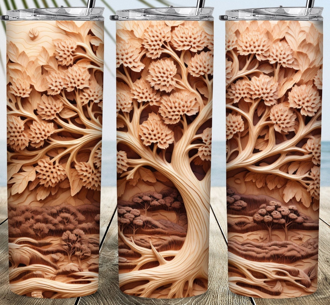 Redwood Oak Tree Tumbler Wrap PNG 3D Tumbler Design Skinny Sublimation ...