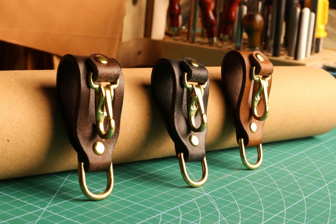 Belt Clip Keychain Leather Keychain Brass Keychain Keychain Etsy