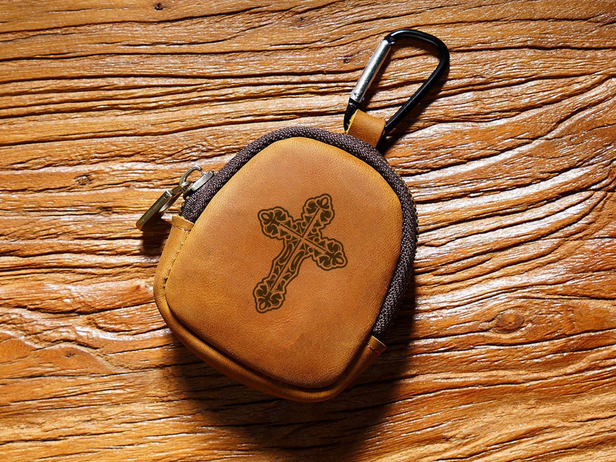 Personalized Leather Rosary Pouch, Storage Bag for Headphones, Keys, And Data Cables, Custom Coin Purses, Mom Gift