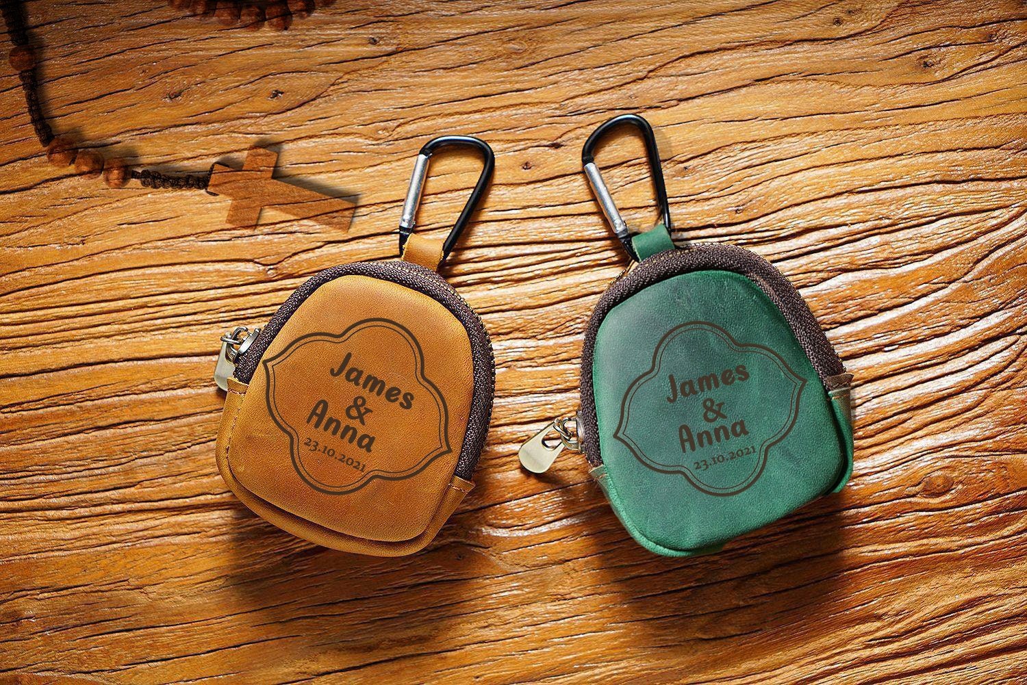 Personalized Leather Rosary Pouch, Storage Bag for Headphones, Keys, And Data Cables, Custom Coin Purses, Mom Gift